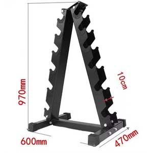 Support pour haltères en acier robuste EIGFOH, équipement de musculation commercial, modèle 70039-4-2, 6 paires de pieds en caoutchouc antidérapants, musculation - Product Image 2