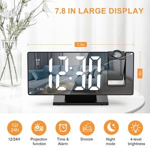 Réveil <span class=keywords><strong>projecteur</strong></span> pour chambre à coucher avec port de charge USB, affichage de la température et de l'humidité - Product Image 2
