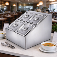Bac Gastronorme en Acier Inoxydable 1/6 GN, Support 4 Grilles, Ligne Simple, Équipement de Buffet pour Hôtels et Restaurants
