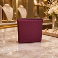 Boîte à bijoux en papier avec logo personnalisé de luxe, ensemble avec sac en papier, boîte cadeau en velours bordeaux pour bague, boucles d'oreilles, collier, pour boutique, vente en gros