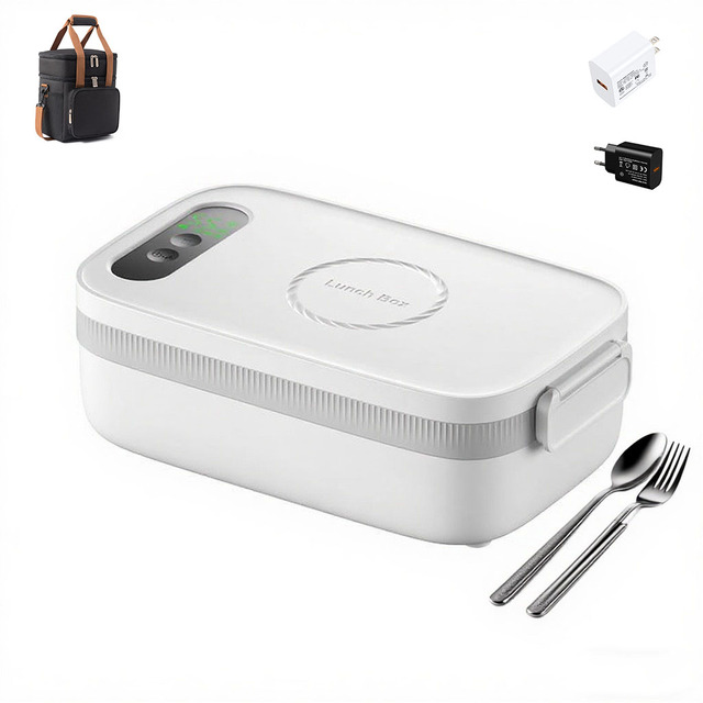 Factory Direct 1L USB Charging Electric Food Container Portable Outdoor Self Heating Lunch Box with Cutlery