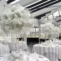 Décoration de mariage en soie artificielle réaliste, roses pour centre de table, boules de fleurs blanches durables pour la décoration intérieure