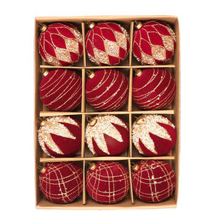 크리스마스 트리 천장 걸이 플로킹 볼 장식 6/8/10CM - Product Image 5