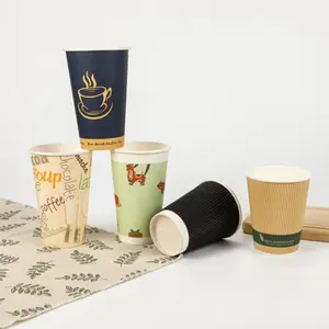 New Design Hot Product Eco Disposable Coffee Paper Cup With Plastic Cover