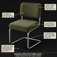 Chaise de salle à manger en velours côtelé avec cadre métallique, chaise de loisirs avec dossier, chaise d'appoint pour café et maison