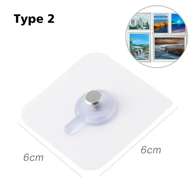 PVC Strong Adhesive Nails Wall Poster Seamless Wall Hooks Kitchen Bathroom Waterproof Durable Transparent Screw Hook Hanger