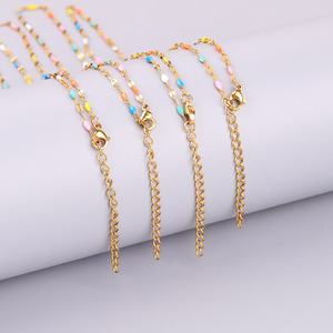 สร้อยคอจี้รูปหยดน้ำมันสีทองสำหรับผู้หญิงชุดสร้อยข้อมือทำมือทำมือ DIY - Product Image 4