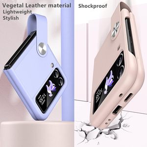 เคสโทรศัพท์พับได้สำหรับ <span class=keywords><strong>Z</strong></span> Flip 3 4 PC เคส PU แบบมีสายคล้องมือพับได้เคสโทรศัพท์หนังสำหรับ Samsung <span class=keywords><strong>Galaxy</strong></span> <span class=keywords><strong>Z</strong></span> Flip 5 - Product Image 4