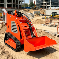 Mini-chargeuse sur chenilles en caoutchouc de petite taille, équipée d'un moteur à essence Runtong fiable, capacité de levage de 200 kg pour les travaux agricoles et de construction