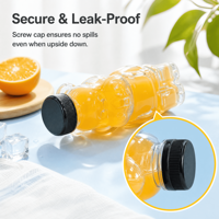 Bouteille en plastique PET transparente en forme d'ours, 250 ml, 300 ml, 350 ml, 400 ml, 500 ml, 700 ml, avec bouchon à vis noir anti-fuite