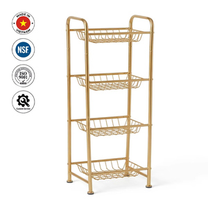 Estante de Almacenamiento Vertical de 4 Niveles para Baño, Diseño Delgado, Origen Vietnam, para Hotel y <span class=keywords><strong>Spa</strong></span>, con Cestas Metálicas para Toallas - Product Image 1