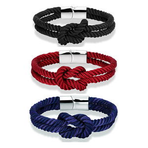 Pulsera de cuerda de vela para hombre, venta al por mayor, cierre magnético de acero inoxidable, pulsera tejida de nailon con nudo de cuerda Náutica para hombre - Product Image 3