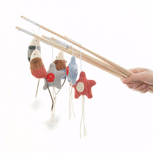<b>Plush</b> <b>Cat</b> Teaser Mouse Toy With Bell And Wooden Stick Boredom Buster For <b>Cats</b> - Product Image 2