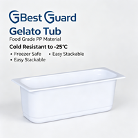 Contenitore per Gelato Rettangolare Lungo 7L in PP Alimentare Spessore 1mm, Senza PFAS, Resistente al Freddo -25°C, Sicuro per Congelatore, Impilabile