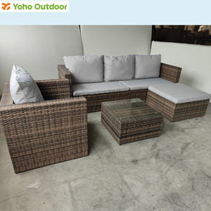 Bán Buôn Đồ Nội Thất Ngoài Trời Mây Sofa Set Tất Cả Thời Tiết 5 Mảnh Patio Vườn Bộ Sofa Vải Không Thấm Nước Ngoài Trời Sofa - Product Image 5