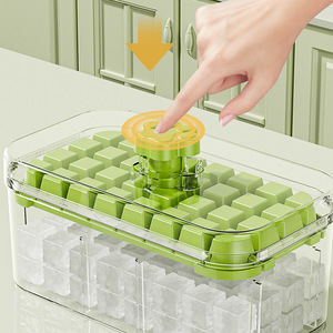 Ice Cube Mold <b>Press</b> Type With Storage Box Food Grade Plastic Cube Ice Maker For Home Use Family - Product Image 2