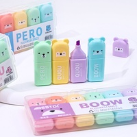 Nuevo Juego de Marcadores Fluorescentes Mini Multicolor con Diseño de Macaron Creativo, Impresión UV, para Estudiantes y Clases