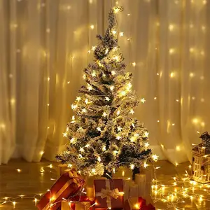 Corda led de 10/20/30 lâmpadas, varal, estrela, luzes piscante à bateria, luzes da árvore de natal