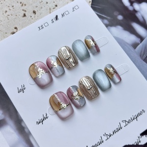 <span class=keywords><strong>Uñas</strong></span> Postizas Hechas a Mano <span class=keywords><strong>con</strong></span> Brillo y Pigmento Intenso, Diseño Ojo <span class=keywords><strong>de</strong></span> Gato Platino, Patrón Cuadrado y Almendrado Popular para Dedos, Nueva Llegada - Product Image 2