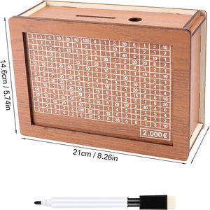 Boîte d'économie d'argent en bois banque de stockage d'argent avec compteur d'objectifs d'économie tirelire à la main réutilisable - Product Image 3