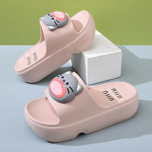 Sandales d'été pour femmes Guru en EVA, roses, à bout ouvert, semelle épaisse antidérapante, imprimé animal mignon, pour l'extérieur - Product Image 1
