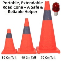 Cône de signalisation réfléchissant pliable/rétractable de 30 cm à fixation au sol, en tissu PP/Oxford, sans signal sonore, pour la sécurité routière