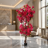 Arbre artificiel de bougainvillier de 1,5 m, fleurs roses, tronc en plastique, écologique et durable pour la décoration de la maison, de l'hôtel, de la villa et du jardin