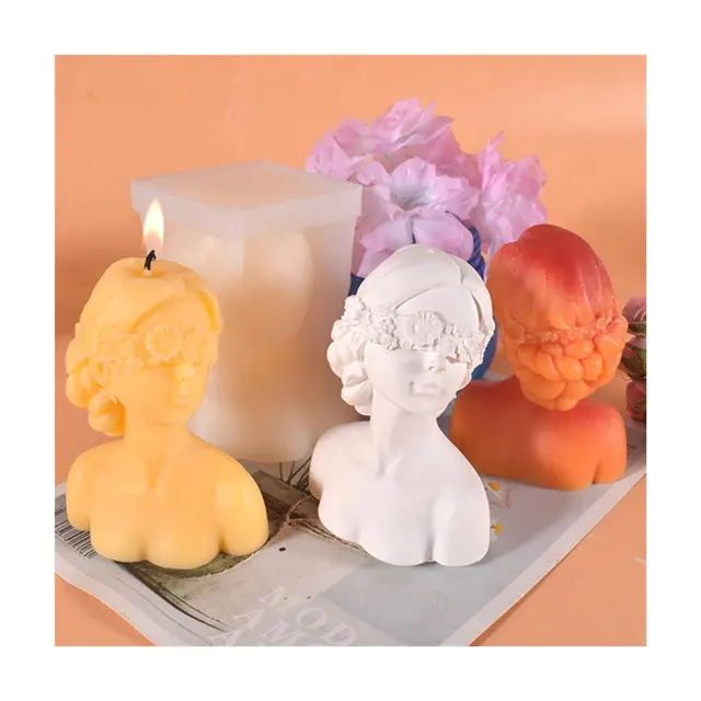 Wholesale Factory Different Sizes Girl Portrait Silicone Soap Candle Mold For Articles Diy Model Making