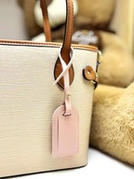 Étiquette de bagage anti-perte en cuir PU pas cher, personnalisée avec logo estampé or, mini format avion, petite taille
