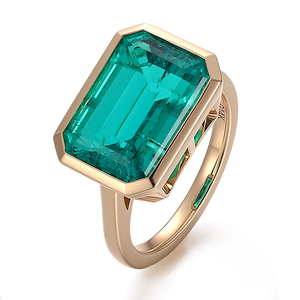 Provence <strong>Jewelry</strong> Lab Grown <strong>Emerald</strong> Ring Solid 14K Yellow Gold 10*14mm <strong>Emerald</strong> Cut Colombia <strong>Emerald</strong> Ring Fine <strong>Jewelry</strong> for Women - Product Image 1