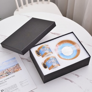 Tazas y Platillos de Cerámica de Lujo en Oferta, Juego de 2 Tazas para Sala de Estar, Diseño Europeo Occidental de Porcelana para Café y Té - Product Image 3