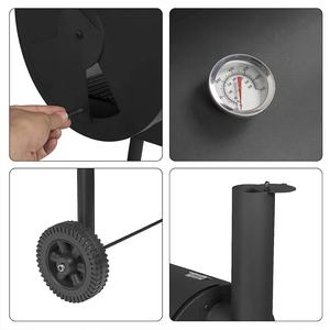 Taman besar barel pengasap Drum minyak barbekyu luar ruangan troli arang cerobong asap besar panggangan BBQ - Product Image 6