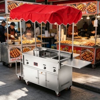 Chariot à gaz amovible avec friteuses doubles, crêpières et gaufriers