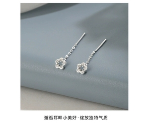 FY-EX23 orecchini a cerchio a fiori scintillanti in argento Sterling 925 unici Micro-set piccoli orecchini a fiori accessori. - Product Image 5