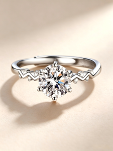 Minimalist AAA Zirconia Round Brilliant Cut Prong Setting Adjustable Engagement <b>Ring</b> for Women Classic Style Wedding Band - Product Image 2