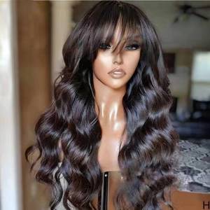 360 HD complet pour dentelle frontale perruque <span class=keywords><strong>frange</strong></span> naturelle brésilienne vague de corps droite couches coupe <span class=keywords><strong>frange</strong></span> Perruques cheveux perruques naturelles - Product Image 5