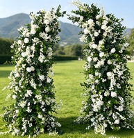 Décoration de mariage DIY : Arche florale en forme de corne blanche, rangée de fleurs artificielles en soie pour toile de fond de fête et événement