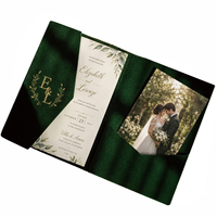 Conjunto de Invitaciones de Boda de Lujo Personalizadas con Impresión OEM, Inserto de Tarjeta con Bolsillo, Estampado en Relieve y Terciopelo