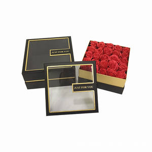 Valentinstag Geschenkbox <span class=keywords><strong>2</strong></span>-teilig Quadratische PVC-Fenster Blumenbox Geburtstagsgeschenkbox - Product Image 2