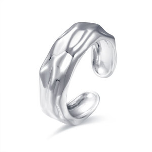 Joias Banhadas a Ouro Anéis Irregulares de Prata 925 para Homens e Mulheres - Product Image 2