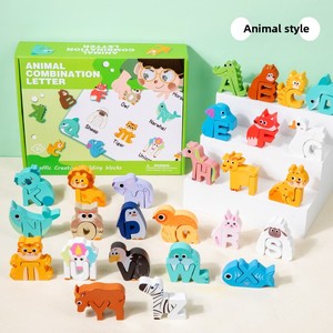 All'ingrosso creativi blocchi di costruzione in legno educativi per bambini <span class=keywords><strong>alfabeto</strong></span> dei primi cartoni animati e animali dinosauro traffico giocattoli - Product Image 6