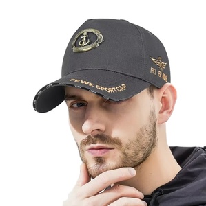 Canvas <b>Baseball</b> <b>Cap</b> with Metal Anchor Label-5-Panel High Top Sunshade Hat Unstructured Cotton Adjustable Vintage Dobby - Product Image 1