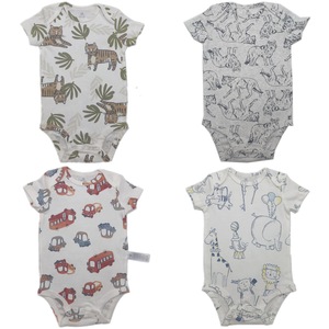 Traje de una pieza de algodón puro para recién nacido, con diseño floral <span class=keywords><strong>y</strong></span> de dibujos animados, de manga corta, para comercio exterior. - Product Image 1