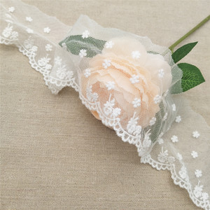 Exquisita Cinta de Encaje de Malla Blanca de Poliéster, Encaje Soluble en Agua con Bordado para Accesorios de Ropa, Decoración del Hogar y Regalos - Product Image 2