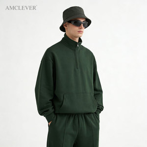 Sweat-shirt Premium 460 GSM épais à quart de zip pour homme, personnalisable avec logo, pull à demi-zip oversize, style streetwear, France Allemagne - Product Image 4