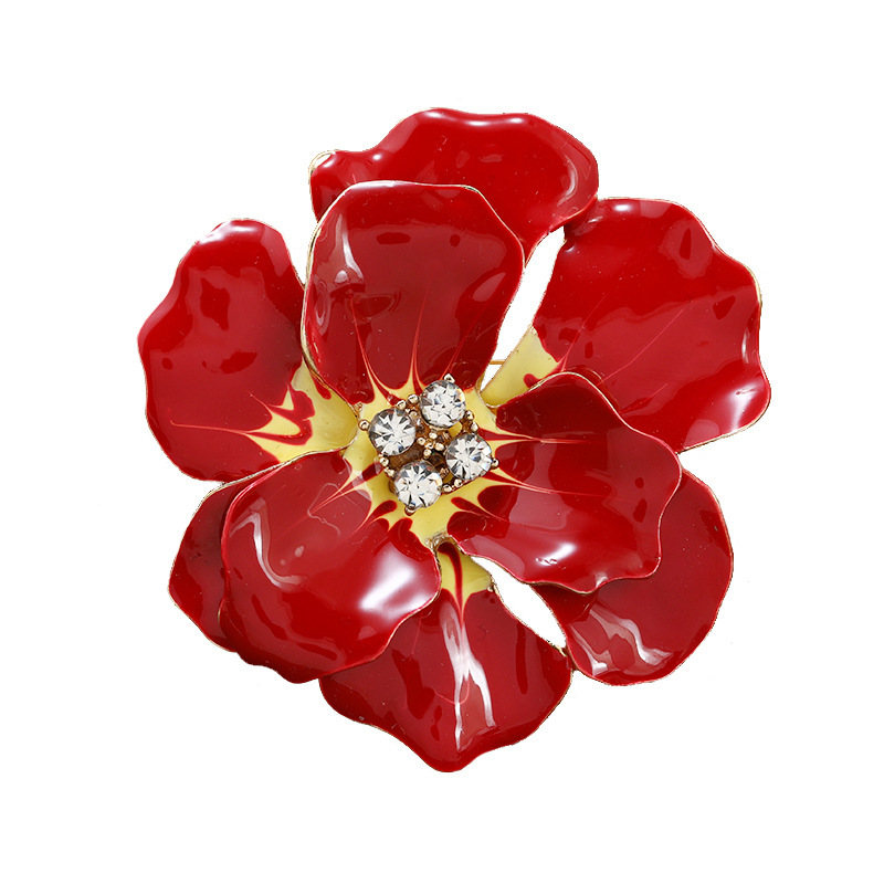 Spilla Fiore Tulipano Smalto Rosa – Stile Art Déco Moderno – Cristallo E Metallo
