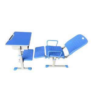 Student Nap <b>Table</b> And Chair Set <b>Adjustable</b> Height Modern Design For School Use Blue Color - Product Image 4