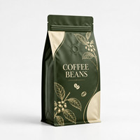 Pochette à fond plat en Mylar personnalisée en gros avec impression sur mesure, devant transparent et fermeture éclair pour l'emballage du café, avec options d'impression OEM