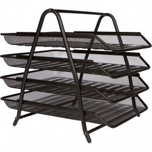 Mesh Metal Desk Organiser 4 Tier <b>File</b> Rack Letter Tray A4 Papers Documents Holder Desk Organizer - Product Image 5