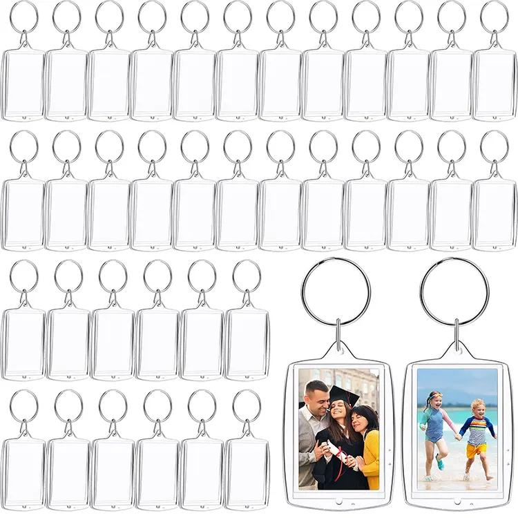 DIY benutzer definierte Acryl transparente Acryl Schlüssel bund Rohlinge Acryl Foto rahmen Schlüssel bund